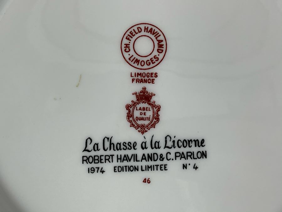 JUST ADDED - Limoges France CH Field Haviland Limited Edition Plates From Series La Chasse A La Licorne 9.75R (5 Unicorn Plates Total) [Photo 13]