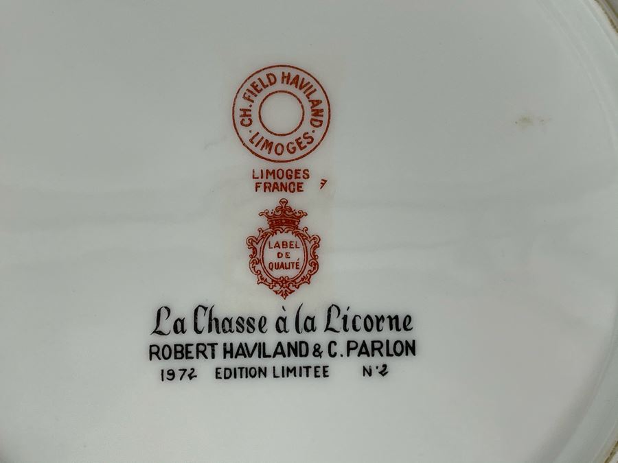 JUST ADDED - Limoges France CH Field Haviland Limited Edition Plates From Series La Chasse A La Licorne 9.75R (5 Unicorn Plates Total) [Photo 11]