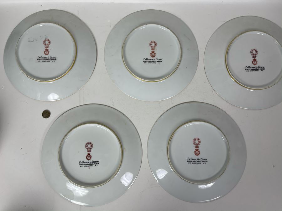 JUST ADDED - Limoges France CH Field Haviland Limited Edition Plates From Series La Chasse A La Licorne 9.75R (5 Unicorn Plates Total) [Photo 9]