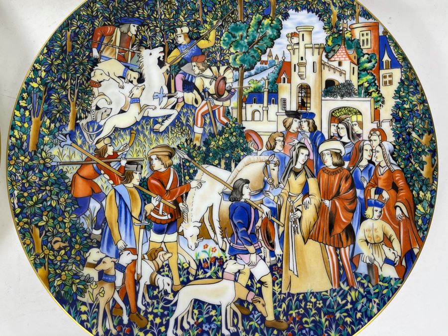 JUST ADDED - Limoges France CH Field Haviland Limited Edition Plates From Series La Chasse A La Licorne 9.75R (5 Unicorn Plates Total) [Photo 8]