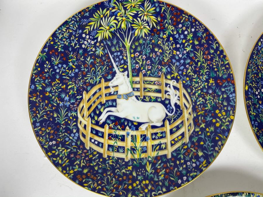 JUST ADDED - Limoges France CH Field Haviland Limited Edition Plates From Series La Chasse A La Licorne 9.75R (5 Unicorn Plates Total) [Photo 3]