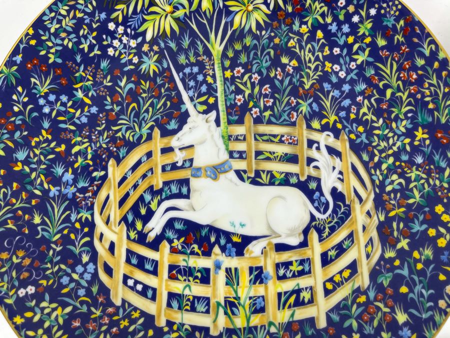 JUST ADDED - Limoges France CH Field Haviland Limited Edition Plates From Series La Chasse A La Licorne 9.75R (5 Unicorn Plates Total) [Photo 4]