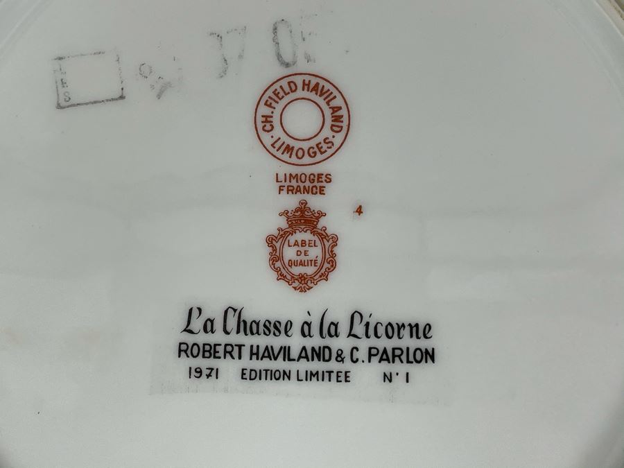 JUST ADDED - Limoges France CH Field Haviland Limited Edition Plates From Series La Chasse A La Licorne 9.75R (5 Unicorn Plates Total) [Photo 10]