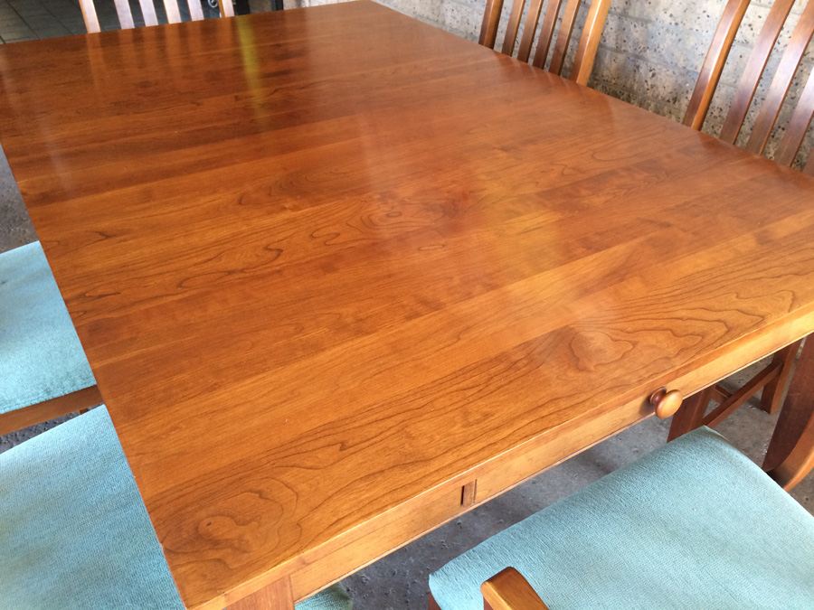 Ethan Allen Dining Table with 8 Chairs and 2 Leaves [Photo 5]