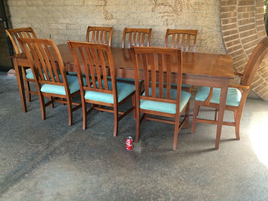 Ethan Allen Dining Table with 8 Chairs and 2 Leaves [Photo 11]