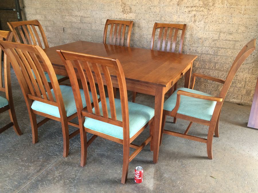 Ethan Allen Dining Table With 8 Chairs And 2 Leaves   4123 Y4zn 