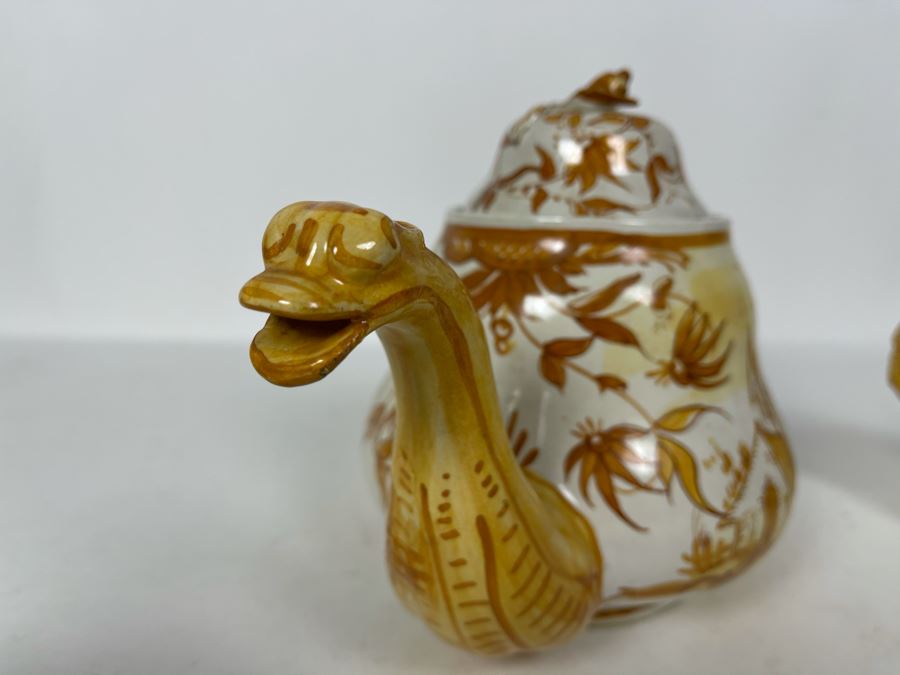JUST ADDED - Vintage Italian Hand Painted Pottery Teapot 11W X 6.5H And Creamer Signed Simon Vetti [Photo 8]
