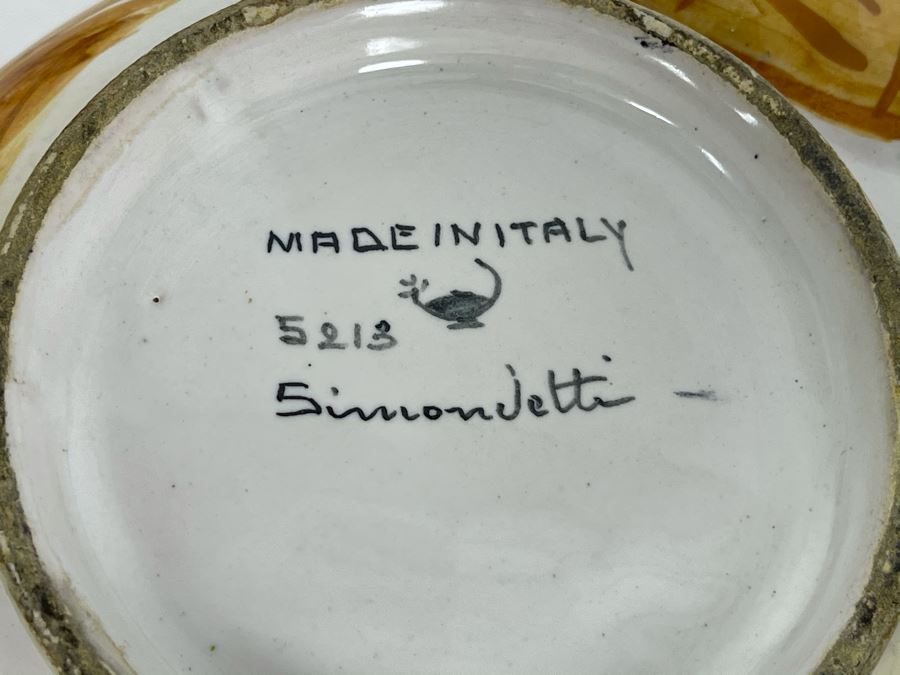 JUST ADDED - Vintage Italian Hand Painted Pottery Teapot 11W X 6.5H And Creamer Signed Simon Vetti [Photo 13]