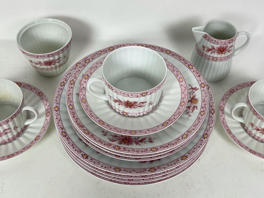 JUST ADDED - Limoges France A. Lanternier & Co Coffee Pot With Creamer And Sugar (No Lid), 3 Cups And Saucers Plus 7 Plates [Photo 5]