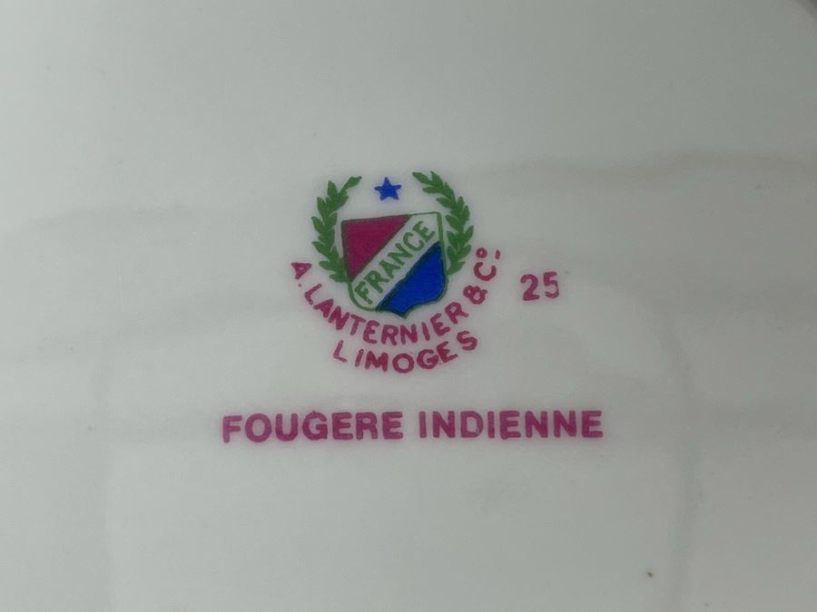 JUST ADDED - Limoges France A. Lanternier & Co Coffee Pot With Creamer And Sugar (No Lid), 3 Cups And Saucers Plus 7 Plates [Photo 8]