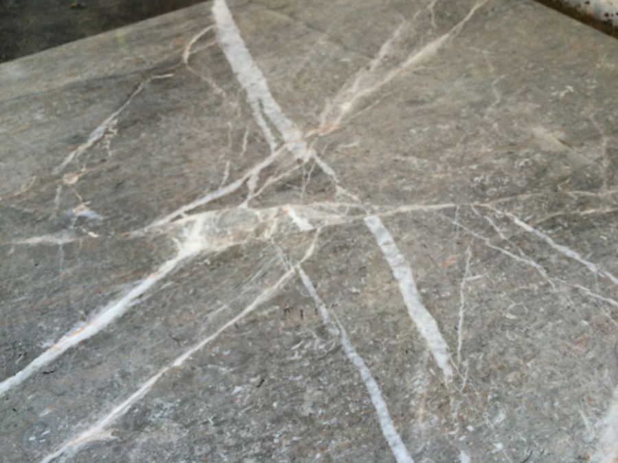 Large Square Coffee Table with Heavy Wrought Iron Base and Marble Top [Photo 9]