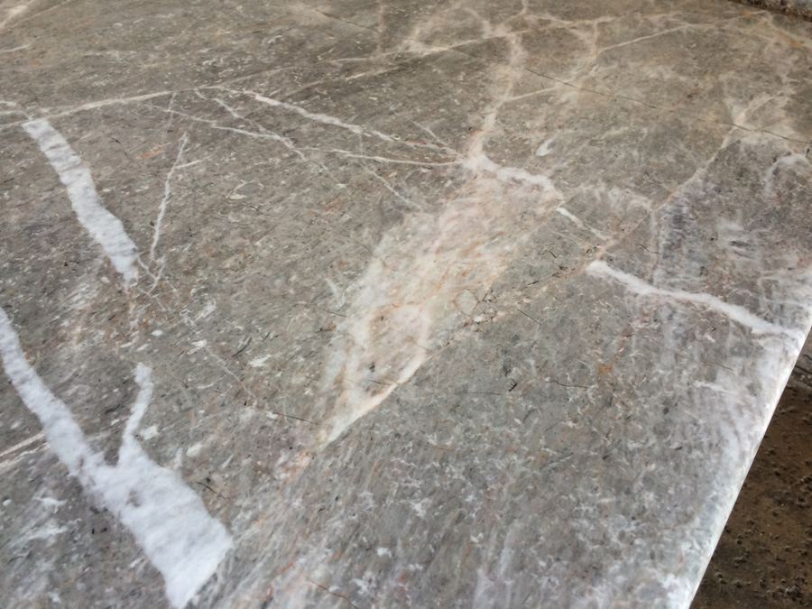 Large Square Coffee Table with Heavy Wrought Iron Base and Marble Top [Photo 6]