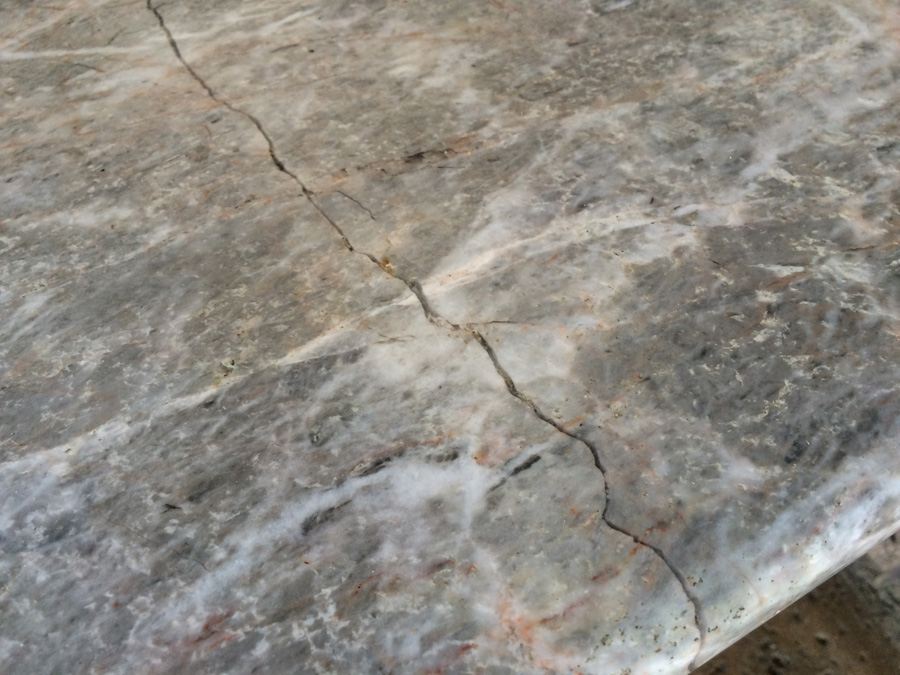 Large Square Coffee Table with Heavy Wrought Iron Base and Marble Top [Photo 7]