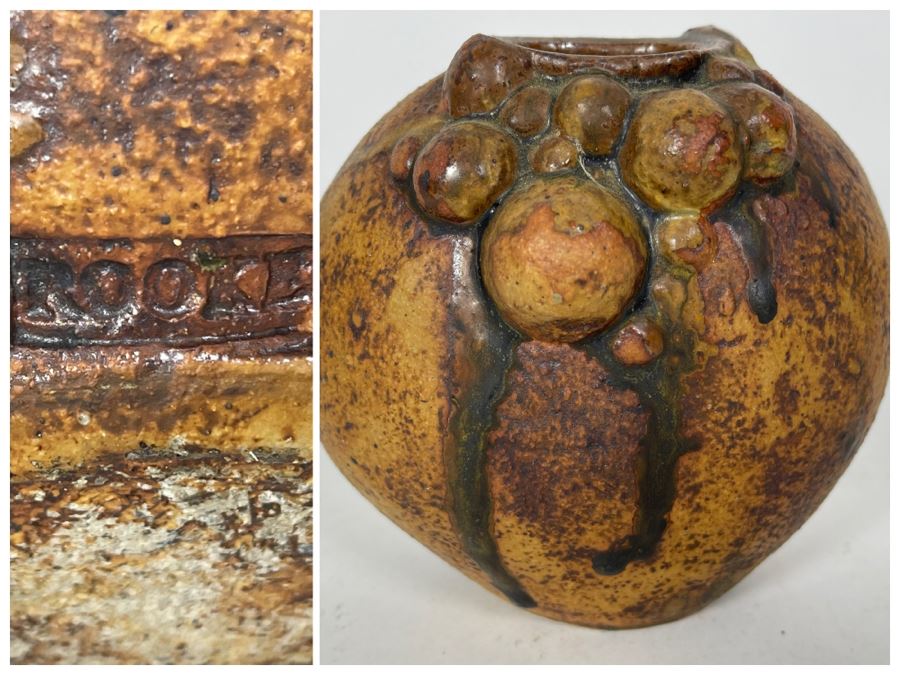 JUST ADDED - Bernard Rooke Signed Mid-Century Brutalist Ceramics Pottery Vase 5 X 5 [Photo 1]