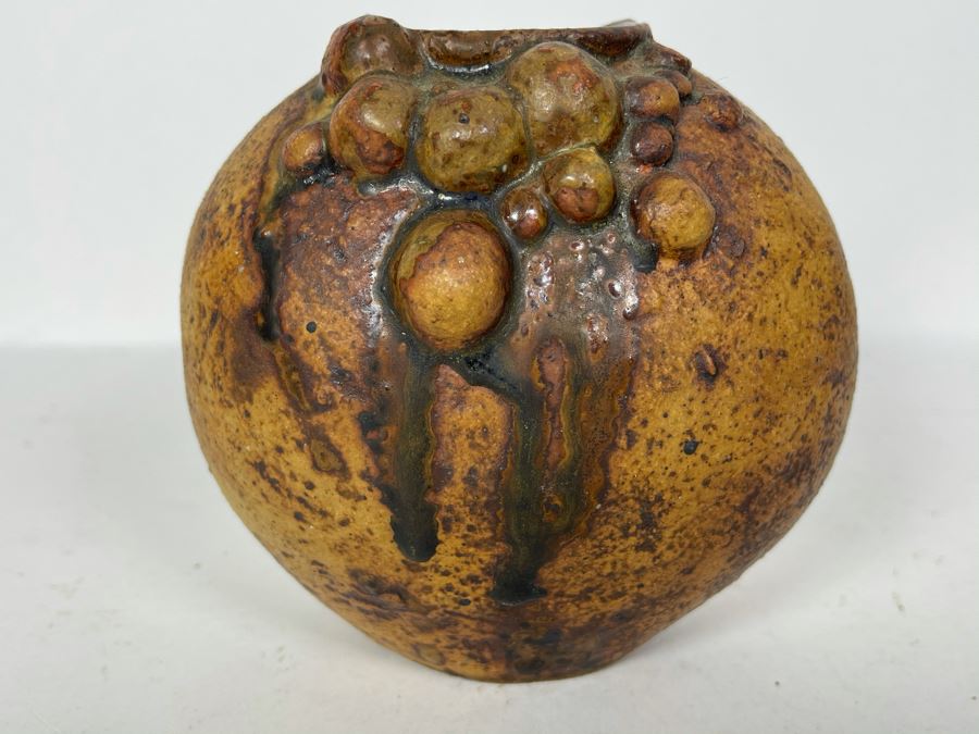 JUST ADDED - Bernard Rooke Signed Mid-Century Brutalist Ceramics Pottery Vase 5 X 5 [Photo 4]