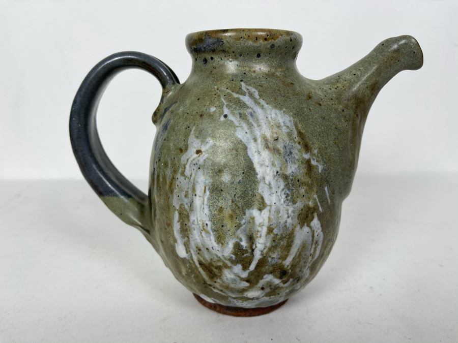 JUST ADDED - Vintage Mid-Century Stoneware Pottery Coffee Pot Signed 8W X 7H [Photo 10]