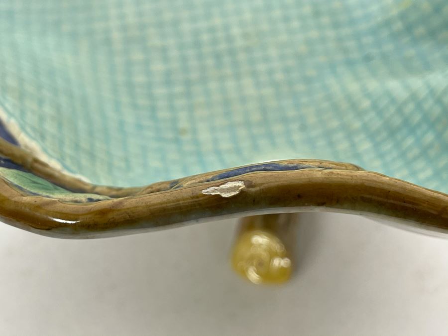 JUST ADDED - Signed Majolica Pottery Footed Bowl 11W X 8D X 4.5H [Photo 8]