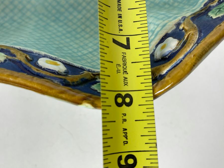 JUST ADDED - Signed Majolica Pottery Footed Bowl 11W X 8D X 4.5H [Photo 13]