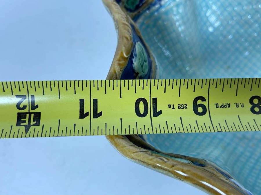 JUST ADDED - Signed Majolica Pottery Footed Bowl 11W X 8D X 4.5H [Photo 12]