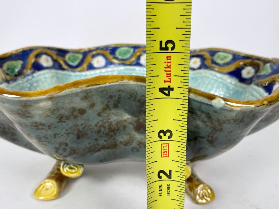 JUST ADDED - Signed Majolica Pottery Footed Bowl 11W X 8D X 4.5H [Photo 14]