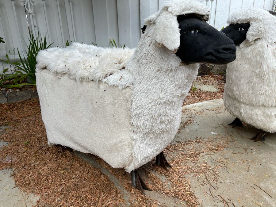 JUST ADDED - Pair Of Large Sheep Sculptures With Metal Legs [Photo 6]