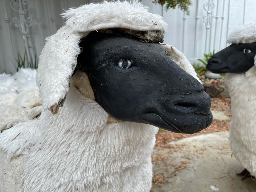 JUST ADDED - Pair Of Large Sheep Sculptures With Metal Legs [Photo 7]