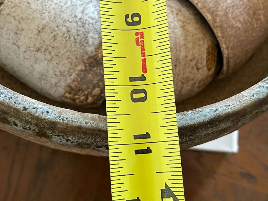 JUST ADDED - Signed Mid-Century Stoneware Pottery Punch Bowl 10.5R With Cups [Photo 9]