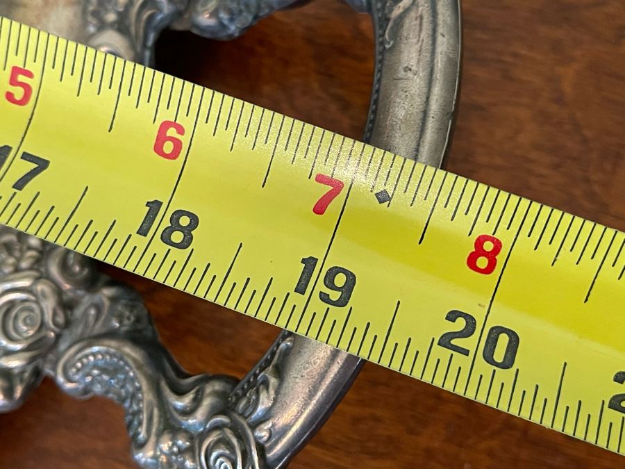 JUST ADDED - Silverplate Tray 19W With Crystal Decanter 10H With Sterling Silver Neck (Stopper Has Chip) [Photo 11]