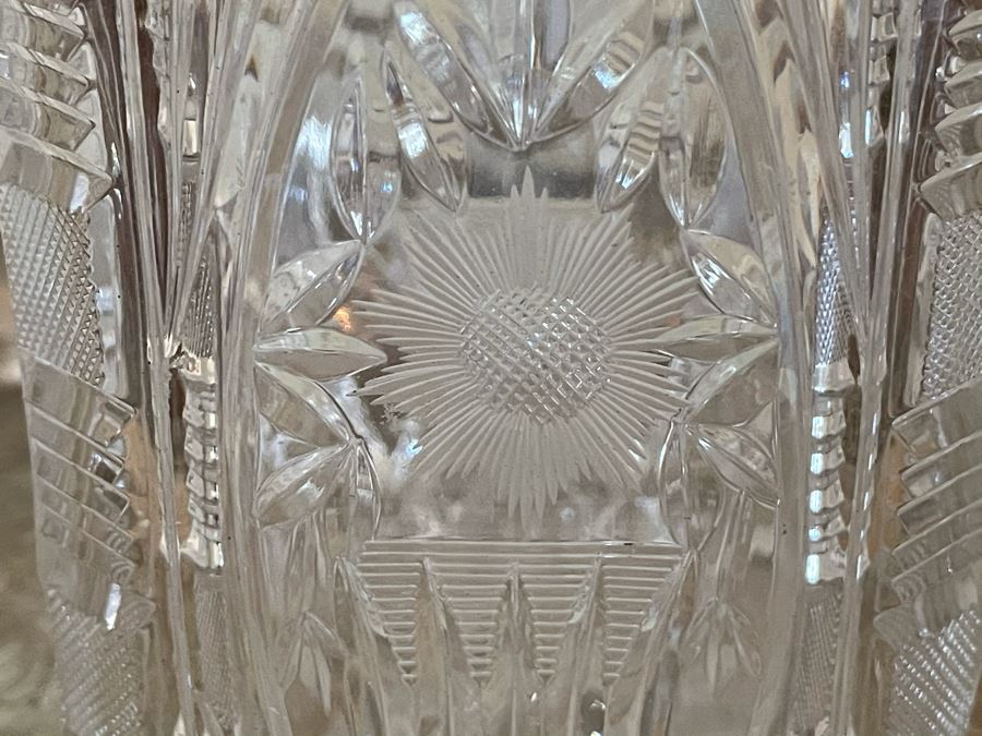 JUST ADDED - Silverplate Tray 19W With Crystal Decanter 10H With Sterling Silver Neck (Stopper Has Chip) [Photo 7]