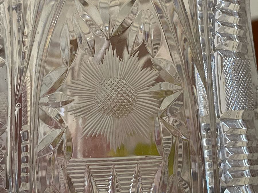 JUST ADDED - Silverplate Tray 19W With Crystal Decanter 10H With Sterling Silver Neck (Stopper Has Chip) [Photo 4]