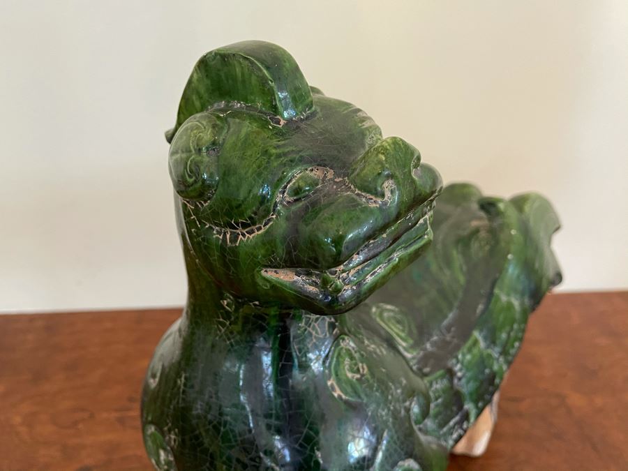 JUST ADDED - Vintage Asian Green Figurine (Slight Chip In Tail) 12W X 11H [Photo 6]