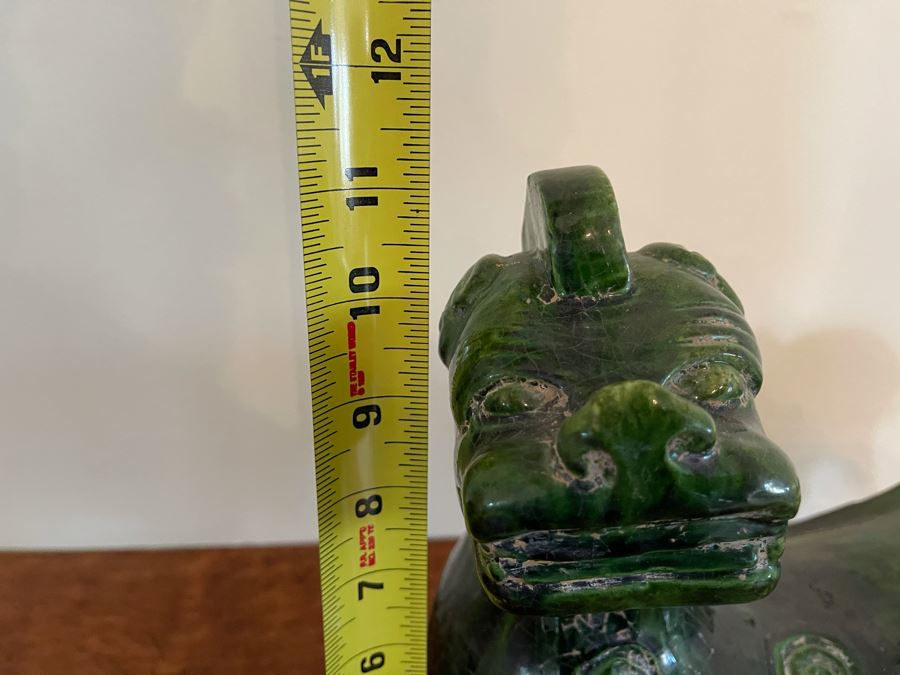 JUST ADDED - Vintage Asian Green Figurine (Slight Chip In Tail) 12W X 11H [Photo 12]