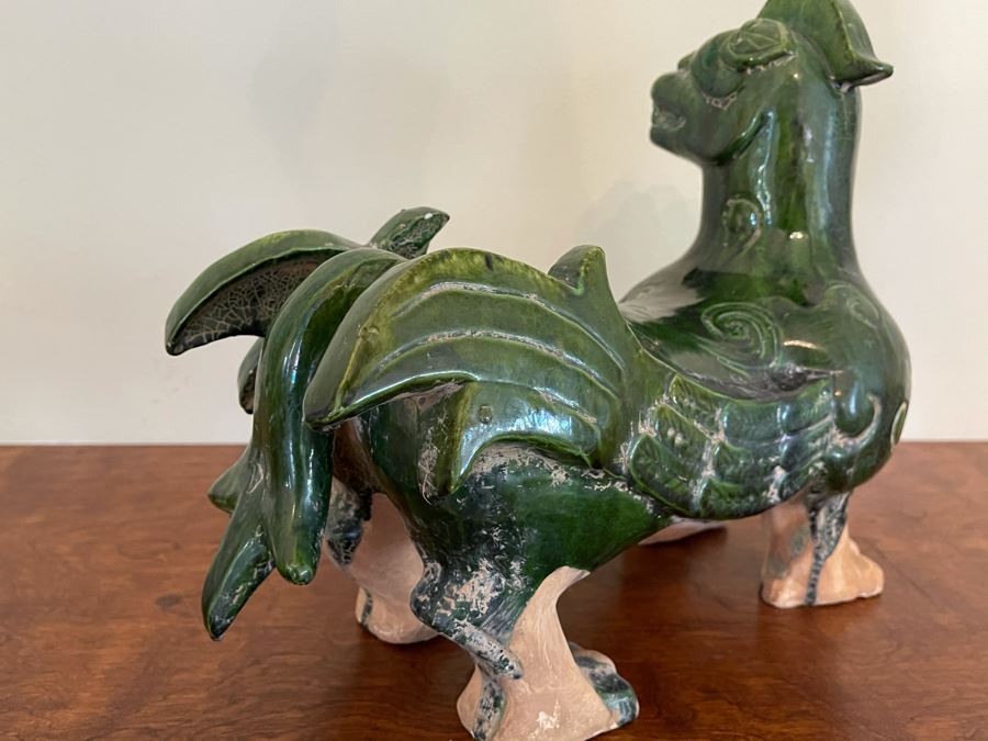 JUST ADDED - Vintage Asian Green Figurine (Slight Chip In Tail) 12W X 11H [Photo 8]