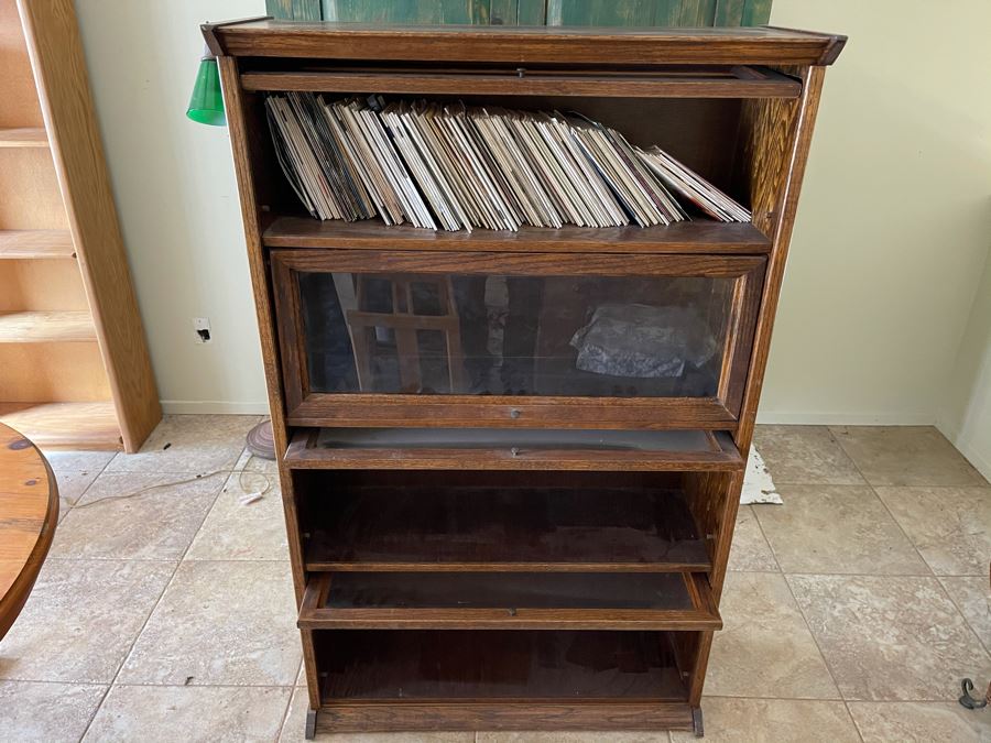 JUST ADDED - Lawyer's Style Wooden Bookcase (Top Glass Is Missing) 36W X 13D X 58.5H [Photo 3]