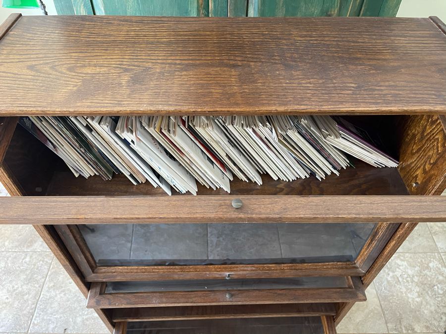 JUST ADDED - Lawyer's Style Wooden Bookcase (Top Glass Is Missing) 36W X 13D X 58.5H [Photo 4]