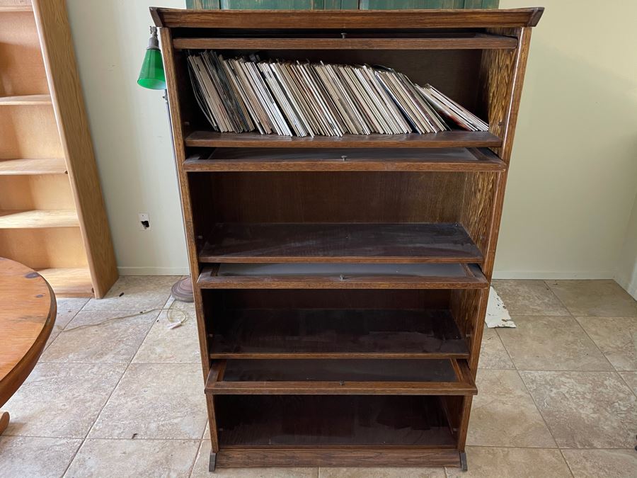 JUST ADDED - Lawyer's Style Wooden Bookcase (Top Glass Is Missing) 36W X 13D X 58.5H [Photo 1]