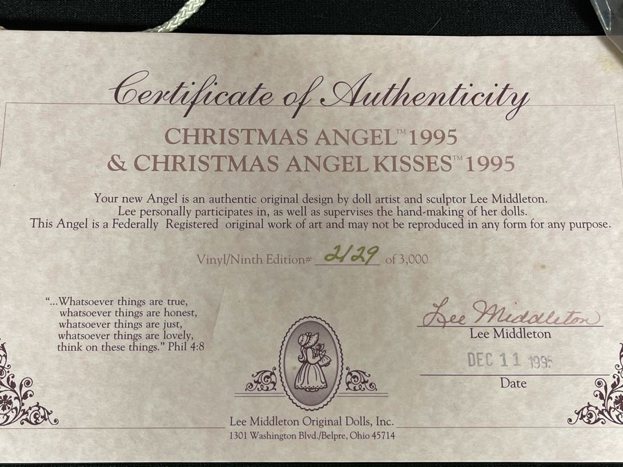 Limited Edition Lee Middleton Christmas Angel 1995 Doll 2129 Of 3000 With Box [Photo 9]