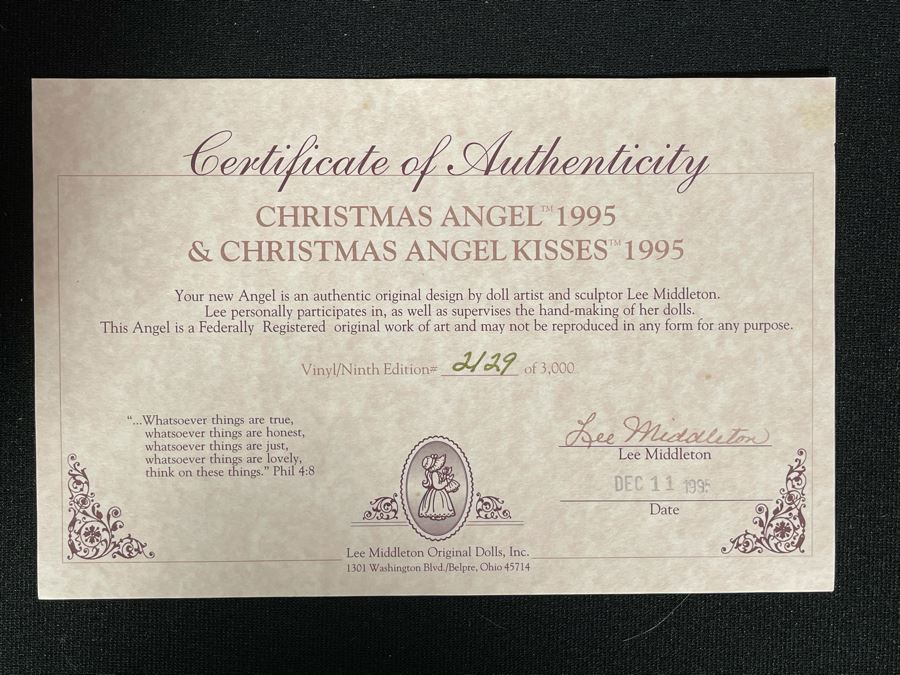 Limited Edition Lee Middleton Christmas Angel 1995 Doll 2129 Of 3000 With Box [Photo 12]