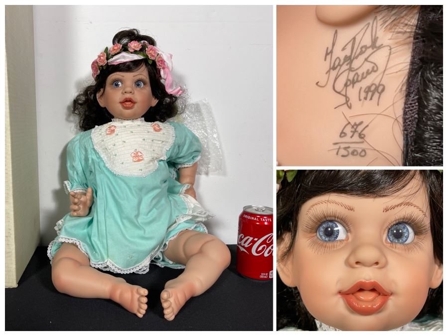 Vintage 1999 Limited Edition Fayzah Spanos Collectible Doll Hand Signed By Fayzah Spanos Precious Heirloom Dolls Designer With Box 676 Of 1500 22L