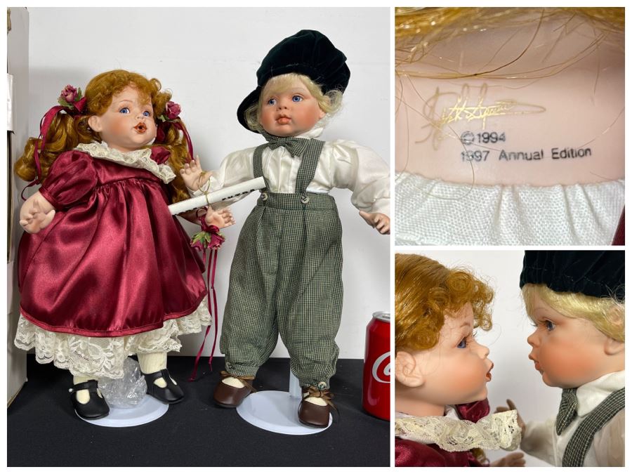 Vintage 1997 Annual Edition Fayzah Spanos Collectible Doll 'Kisses & Jacques Love at First Sight' By Fayzah Spanos Precious Heirloom Dolls Designer With Box 16L