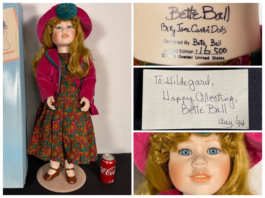 Vintage 1993 Betty Jane Carter Original Limited Edition Musical Porcelain Doll Designed By Bette Ball For Goebel 116 Of 500 30H With Box And Personal Handwritten Note From Bette Ball To Client [Photo 1]
