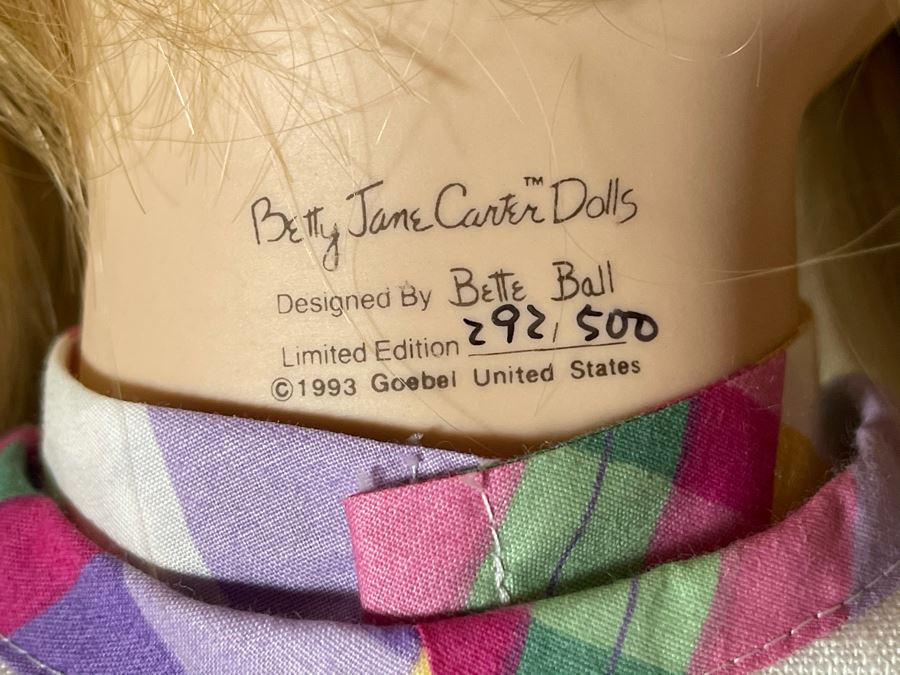 Vintage 1993 Betty Jane Carter Original Limited Edition Musical Porcelain Doll Designed By Bette Ball For Goebel 292 Of 500 30H With Box [Photo 10]