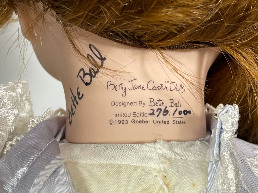 Vintage 1993 Hand Signed Betty Jane Carter Original Limited Edition Musical Porcelain Doll Designed By Bette Ball For Goebel 276 Of 1000 22H With Box Hand Signed By Bette Ball [Photo 8]