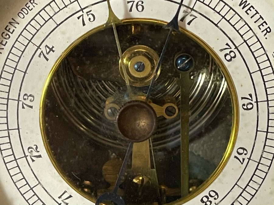 Antique German Hand Relief Carved Wooden Weather Station Barometer Thermometer Horse Design 8W X 20H [Photo 12]