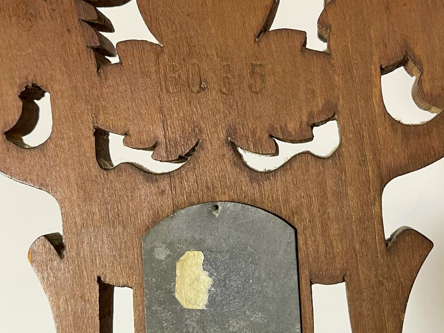 Antique German Hand Relief Carved Wooden Weather Station Barometer Thermometer Horse Design 8W X 20H [Photo 18]