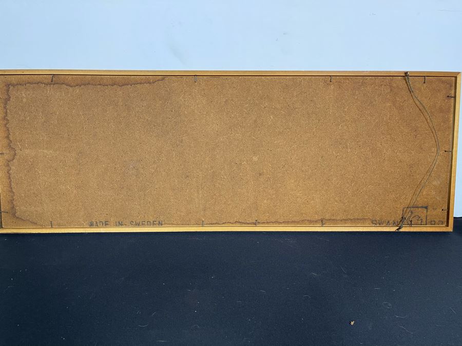 Vintage Mid-Century Modern Framed Colored Stone Mosaic Metal Still Life Artwork Made In Sweden Swan 12.5W X 36.5H [Photo 10]