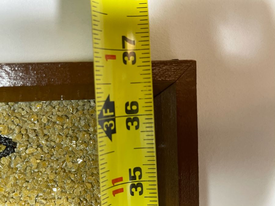 Vintage Mid-Century Modern Framed Colored Stone Mosaic Metal Still Life Artwork Made In Sweden Swan 12.5W X 36.5H [Photo 9]