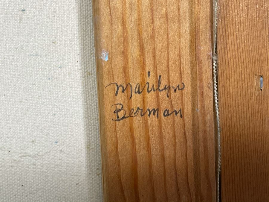 Original Framed Oil Painting Of Mountains By Marilyn Berman Personalized To Client On Back Vintage 1985 On Canvas 30 X 24 [Photo 14]