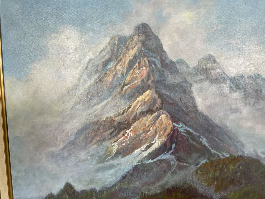 Original Framed Oil Painting Of Mountains By Marilyn Berman Personalized To Client On Back Vintage 1985 On Canvas 30 X 24 [Photo 3]