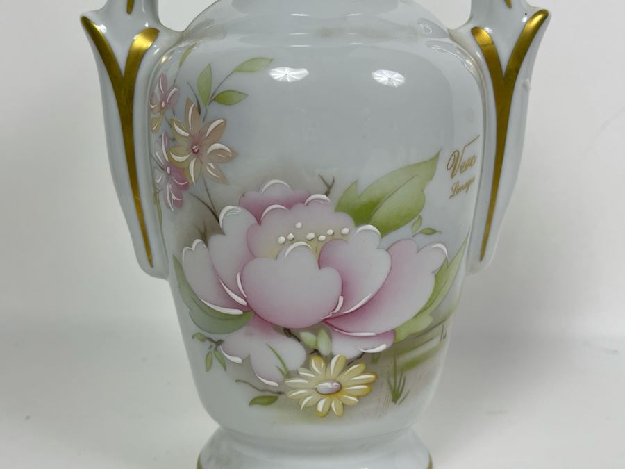 Vero Limoges France Vase Hand Decorated 8H [Photo 3]